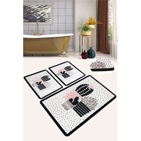 Chilai Home Three Cactus Djt Banyo Seti Paspas Kaymaz Taban Yıkanabilir