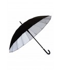 Baston 16 Telli Dışı Siyah Içi Gümüş Renk Unisex Şemsiye