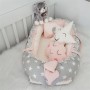 Jaju Baby Gri Yıldız Desenli Lüx 4 Parça Babynest Set