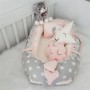 Jaju Baby Gri Yıldız Desenli Lüx 4 Parça Babynest Set