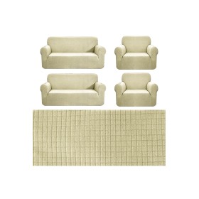 Gerbera Streç Lastikli Esnek Yıkanabilir Kare Desen Koltuk Takımı Örtüsü 3+2+1+1 Standart