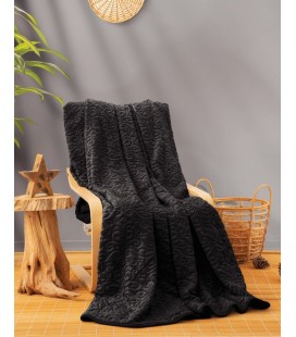 Cotton Box Emboss Çift Kişilik Battaniye Siyah 220x240cm