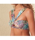 TRENDYOLMİLLA Tropikal Desenli Cut-Out Detaylı Bikini Üstü TBESS20BU0146