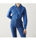 İpekyol Kadın Mavi Brode Gömlek IS1200025169