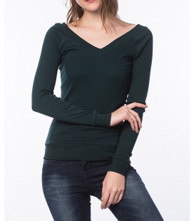 Koton Kadın Yeşil Uzun Kollu T-Shirt 5KTK12608SK