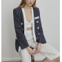 Mısırlı Çizgili Yakasız Blazer Ceket W21S M027 CK-106
