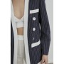 Mısırlı Çizgili Yakasız Blazer Ceket W21S M027 CK-106
