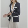 Mısırlı Çizgili Yakasız Blazer Ceket W21S M027 CK-106