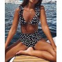 Angelsin Siyah Beyaz Puantiyeli Bikini Takım 3185