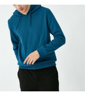 Koton Erkek Yeşil Kapüsonlu Uzun Kollu Basic Sweatshirt 1KAM71752LK