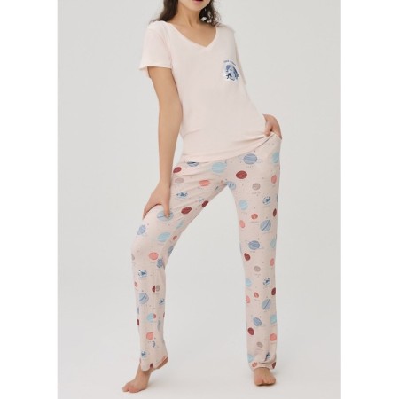 Dagi Kadın Pudra Gezegen Pijama Takımı B0221Y0006
