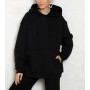 5İn1 Canpolat Kadın Siyah Kapşonlu Boyfriend Sweatshirt FW-SWT00251