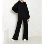 5İn1 Canpolat Kadın Siyah Kapşonlu Boyfriend Sweatshirt FW-SWT00251