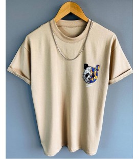 Panda Desenli Turuncu T-Shirt