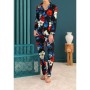 Siyah İnci Pamuklu Likralı Düğmeli Biyeli Pijama Takım 21274053
