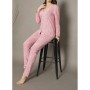 Siyah inci Pamuklu Likralı Düğmeli Biyeli Pijama Takım 74003