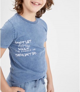 Defacto  Erkek Çocuk Slogan Baskılı Kısa Kol Tişört U4422A6
