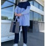 Merve Gültekin Poplin Kadın Çizgili Gömlek