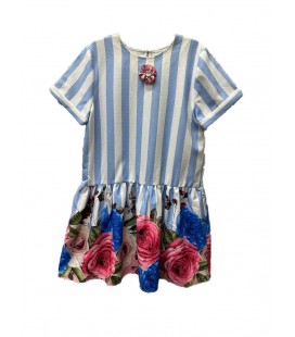 DH Kız Çocuk Çiçek Desenli Elbise 3023