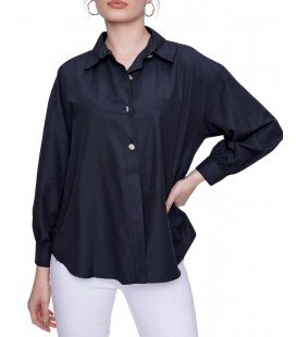 Hellie Moda Kadın Siyah Üç Düğme Gömlek 21-2KB0708