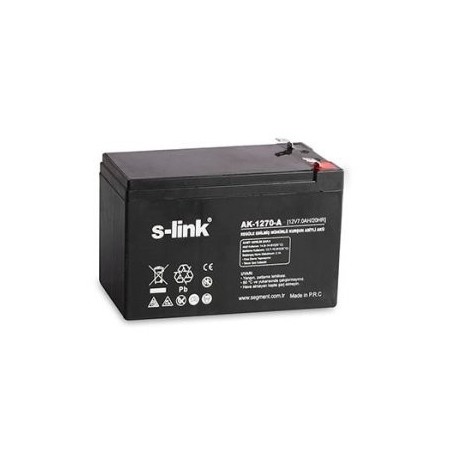 S-link AK-1270-A 12V 7Ah 20HR Şarj Edilebilir Kuru Akü