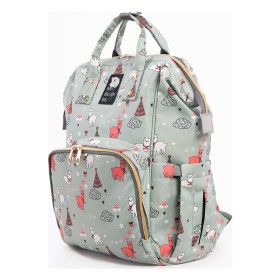 The Kangaroo Bag Anne Bebek Bakım Sırt Çantası Su Yeşili Kedili