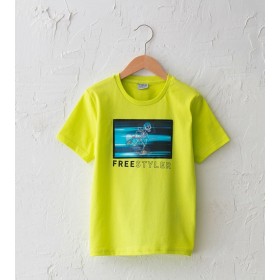 LC Waikiki Bisiklet Yaka Hologram Baskılı Kısa Kollu Erkek Çocuk T-Shirt- S1AC40Z4