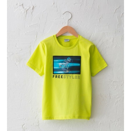 LC Waikiki Bisiklet Yaka Hologram Baskılı Kısa Kollu Erkek Çocuk T-Shirt- S1AC40Z4