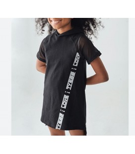 Tyess Kız Çocuk Siyah Kapüşonlu Siyah Elbise 21PSSTJ4902