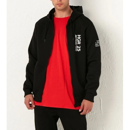 LC Waikiki Erkek Siyah Fermuarlı Hoodie 0W9982Z8