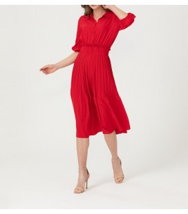 Seçil Kadın Midi Boy Gömlek Elbise Kırmızı 10212104003511
