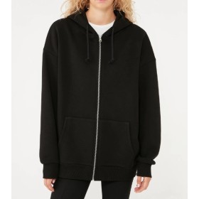 Mavi Kadın Kapüşonlu Fermuarlı Siyah Sweatshirt 1610221-900