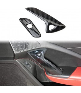 Justautotrim Carbon Fiber Look Interior Door Handle molding Cover Trims Accessories for 2014 - 2018 Chevrolet Corvette C7