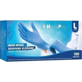 Haspet Mavi Nitril Eldiven Pudrasız L 100 Lü