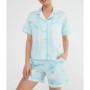 Suwen Kadın Mint Batik Desenli Şortlu Pijama Takımı SH21775667B