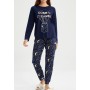 Defacto Fall In Love Regular Fit Bisiklet Yaka Baskılı Pijama Takım Y2832AZ22AU