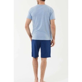 U.S. Polo Assn. Erkek Mavi Melanj T-shirt Şort Takım 18444