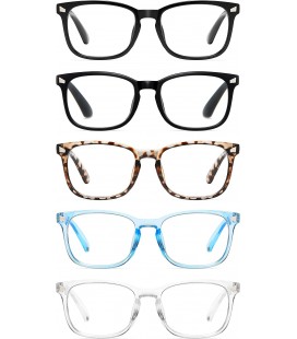 CCVOO 5'li Paket Okuma Gözlüğü Mavi Işık Engelleme Kadın/Erkek +1.25