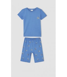 Defacto Erkek Çocuk Desenli Kısa Kollu Pamuklu Pijama Takım X3643A622SP