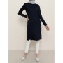 Everyday Basic 100 Cm Ara Boy Viskon Kumaşlı Basic Tunik - Lacivert