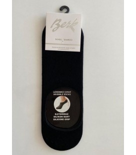 Berk Kadın Bambu Lazer Kesim Silikonlu Babet Çorap Gri Siyah
