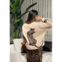 Quzu Kadın Leoparlı Sweatshirt 23K17655