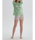 Dagi Yeşil Çizgili Modal Şortlu Pijama Takımı 22SW17101BD_YES