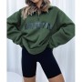 Madmext Haki Fermuar Detaylı Baskılı Sweatshirt Mg1246