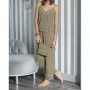 For You Moda Kadın Organik 7 li Beyaz Biyeli Pijama Takımı Haki