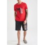 Defacto Erkek Kırmızı Nba Lisanslı Chicago Bulls Baskılı Slim Fit Pijama Takımı T9540AZ21SP