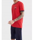 Defacto  Erkek Kırmızı Regular Fit Marin Baskılı Pijama Takımı U6056AZ21SM