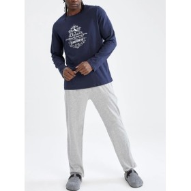 Defacto  Regular Fit Bisiklet Yaka Baskılı Pijama Takımı W2095AZNV135