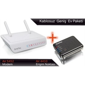 Airties Air 5452 Kablosuz Modem + Airties Air4410 300Mbps Geniş Ev Paketi