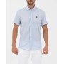 U.S. Polo Assn. Slim Fit Kısa Kollu Mavi Erkek Keten Gömlek 2683456006